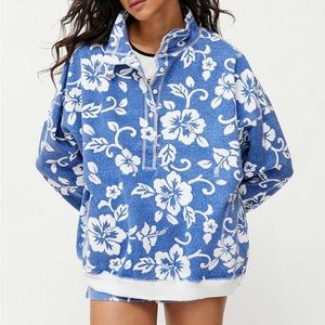 Out From Under Urban Outfitters Jacintha Hawaiian Henley Sweatshirt Shorts